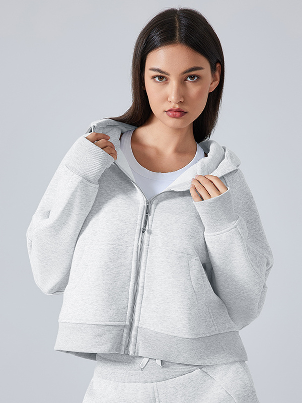 Women's Zip Up Hoodies Jackets Cropped Sweatshirts