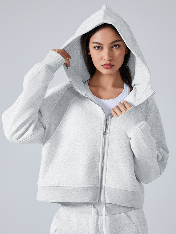 Women's Zip Up Hoodies Jackets Cropped Sweatshirts