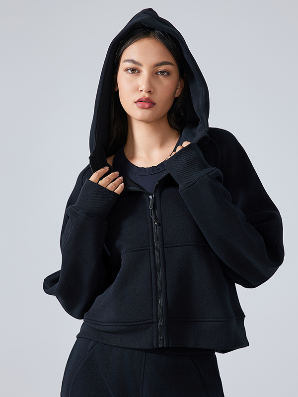 Women's Zip Up Hoodies Jackets Cropped Sweatshirts