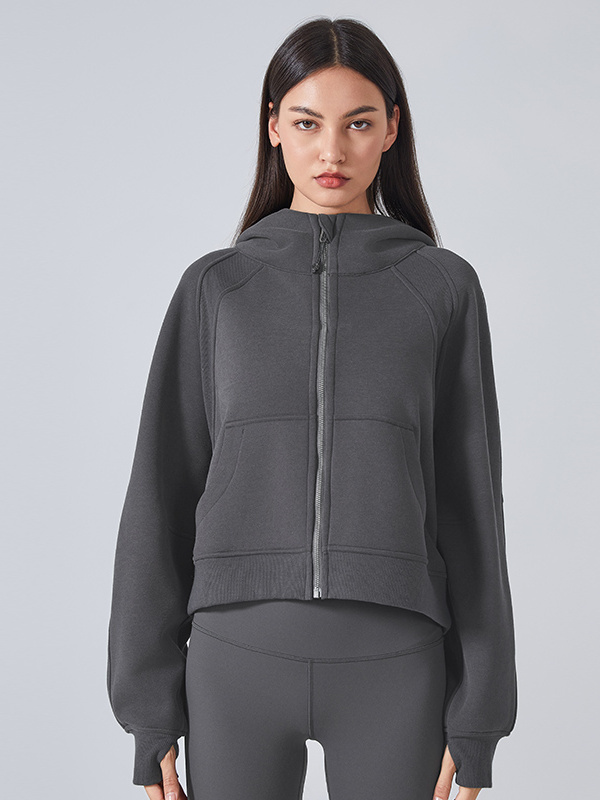 Women's Zip Up Hoodies Jackets Cropped Sweatshirts