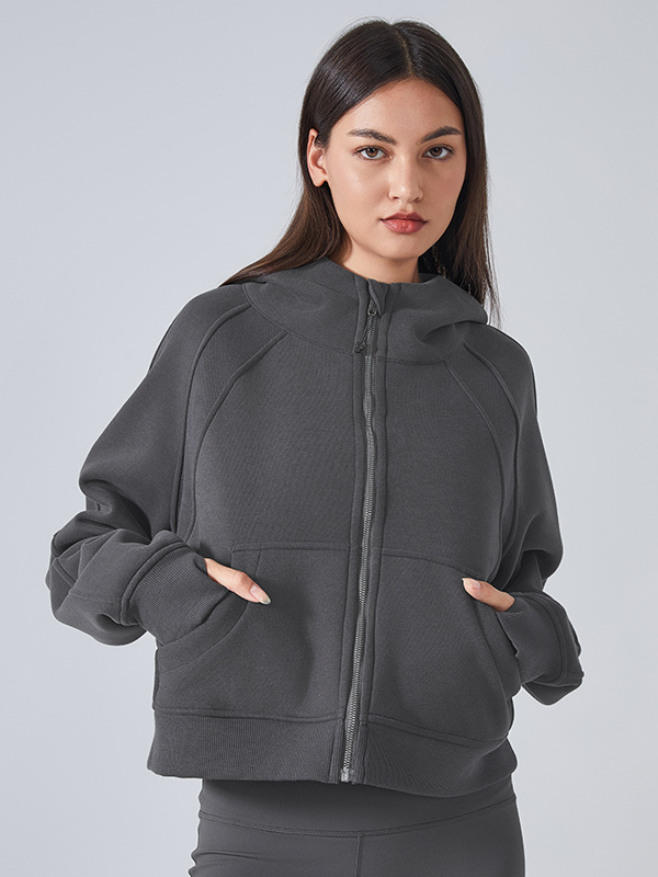 Women's Zip Up Hoodies Jackets Cropped Sweatshirts