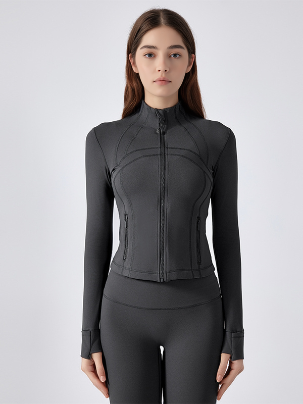 Women's Slim Fit Zip Up Sport Jackets Athletic Gym Shirts