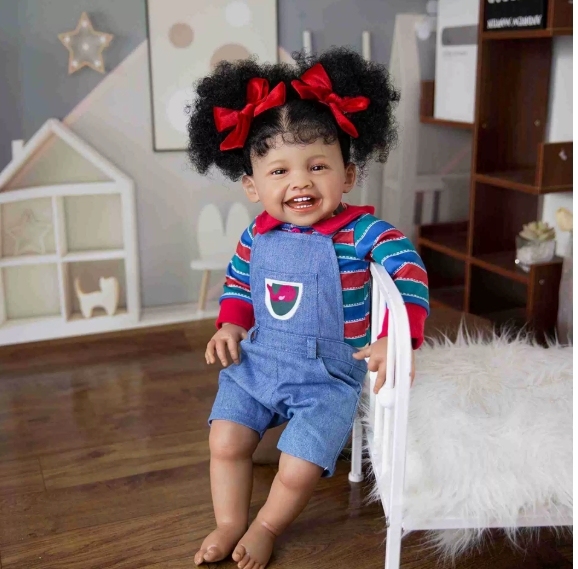 Embrace Diversity: Soft Painted Black Girl Vinyl Doll | Safety Certified Toy