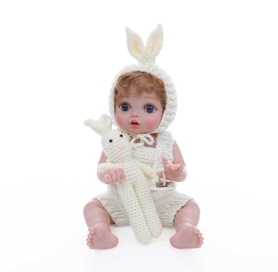 Warm Fleece Story · Reborn Baby Doll (White/Gray Sweater Set)