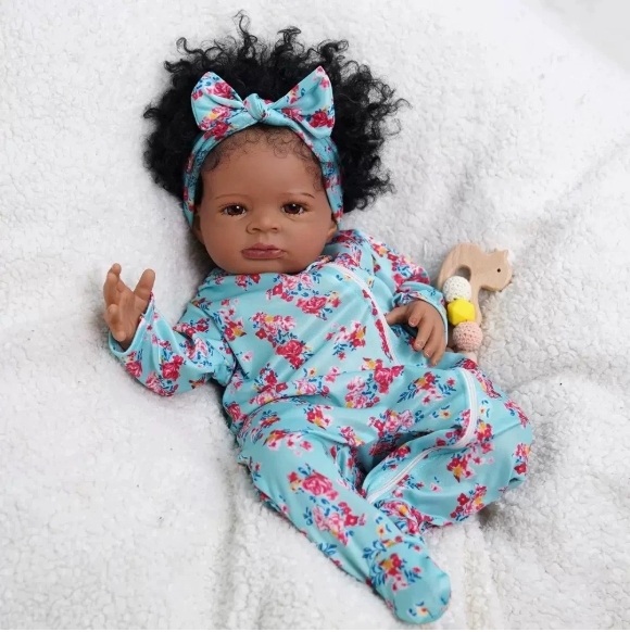 Starry Night Sweet Dream · Bowknot Blue Outfit African Baby Reborn Doll
