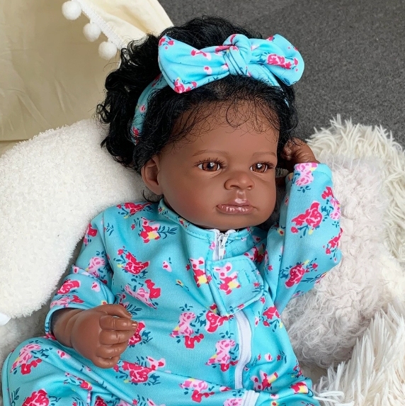 Starry Night Sweet Dream · Bowknot Blue Outfit African Baby Reborn Doll