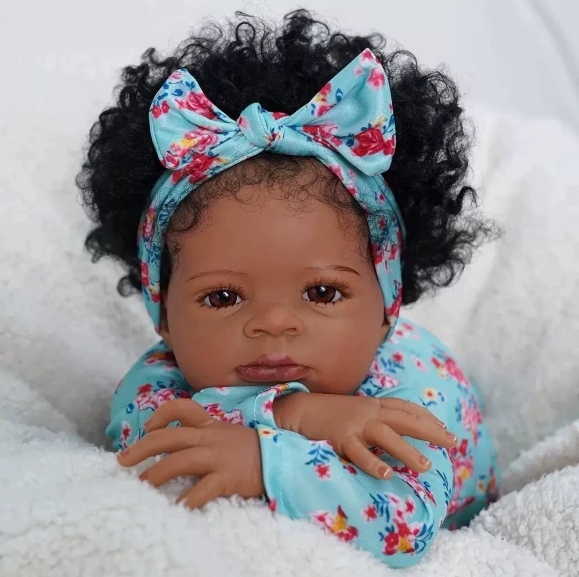 Starry Night Sweet Dream · Bowknot Blue Outfit African Baby Reborn Doll