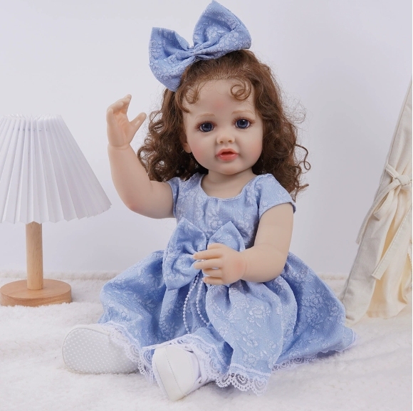 Curly Twins · Blue & Pink Dress Curly Hair Sister Dolls
