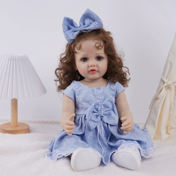 Curly Twins · Blue & Pink Dress Curly Hair Sister Dolls