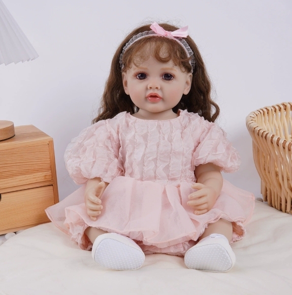 Curly Twins · Blue & Pink Dress Curly Hair Sister Dolls