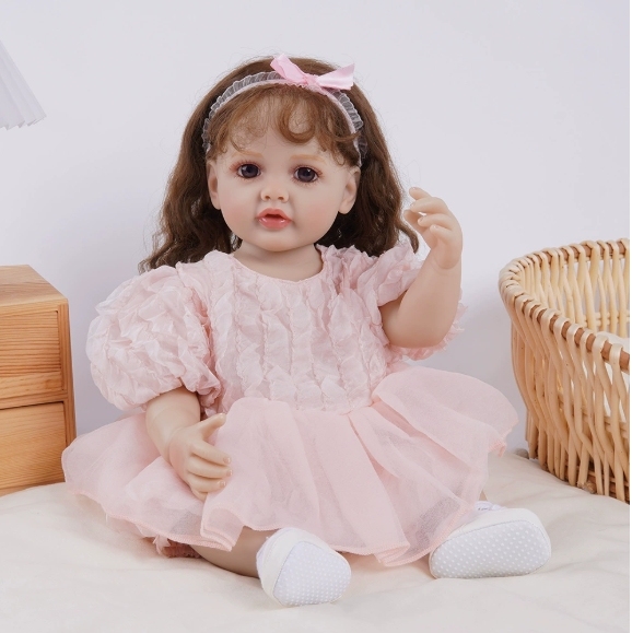 Curly Twins · Blue & Pink Dress Curly Hair Sister Dolls