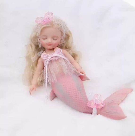 Tide Slumber · Solid Silicone Reborn Mermaid (Serene Green Haven / Warm Pink Coral)