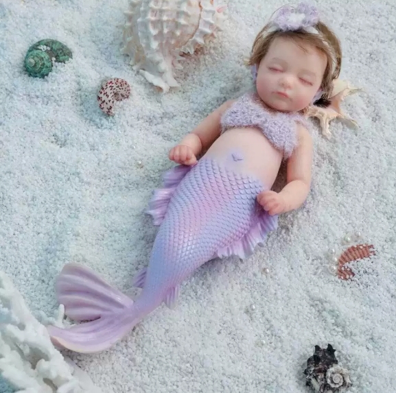 Tidal Dream · Slumbering Shoreline Solid Silicone Mermaids (Starlight Purple Fantasy / Sandy Beige Serenity)