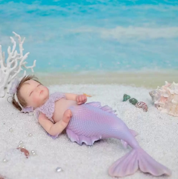Tidal Dream · Slumbering Shoreline Solid Silicone Mermaids (Starlight Purple Fantasy / Sandy Beige Serenity)