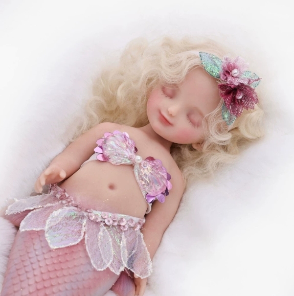 Coral Sweet Dream · Flower Crown Slumbering Solid Silicone Mermaid (Honey Pink Coral Shade)