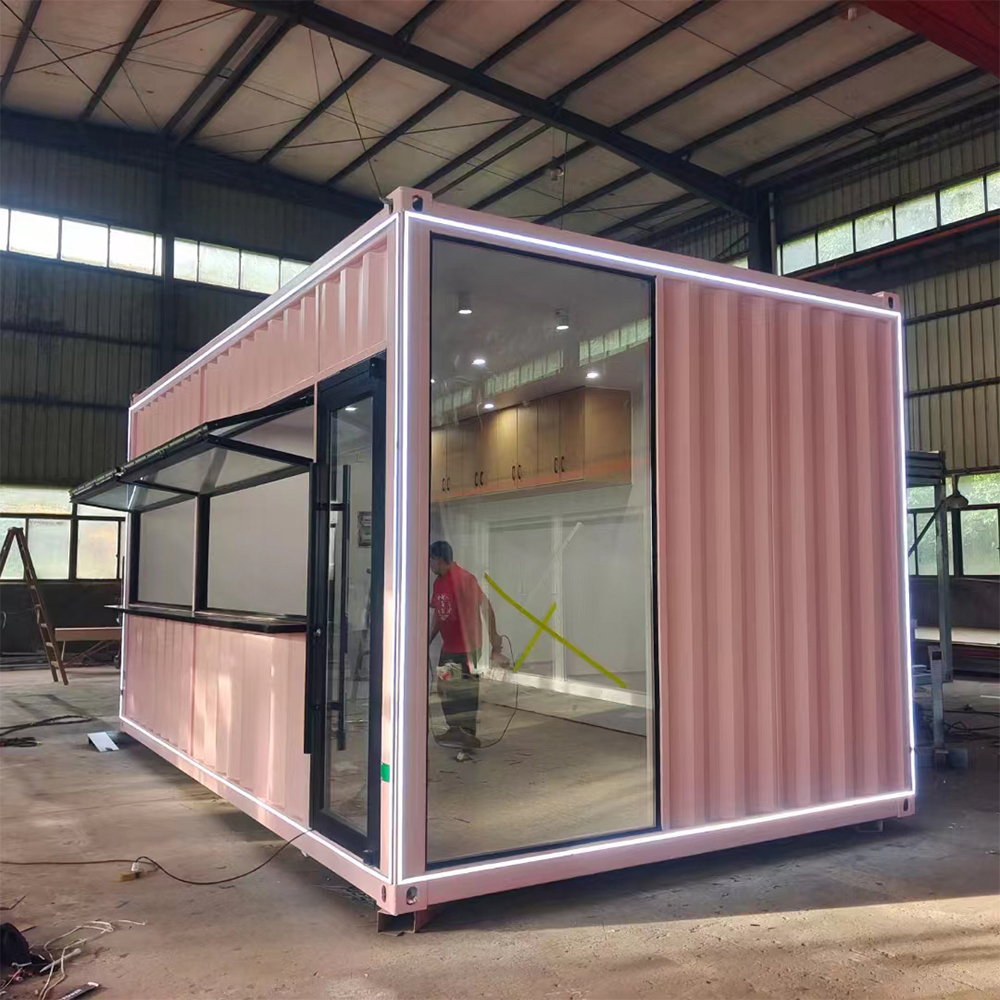 Trendy Breathable Modern Integrated Office Kitchen Prefabricated Mobile Container House Coffee Shop Living Easy Assembly Steel
