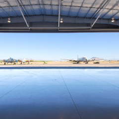 Steel-frame aviation hangars are suitable for large aircraft.
