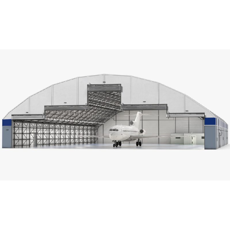 Steel-frame aviation hangars are suitable for large aircraft.