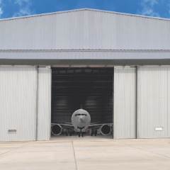 Steel-frame aviation hangars are suitable for large aircraft.