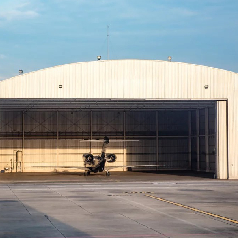 Steel-frame aviation hangars are suitable for large aircraft.
