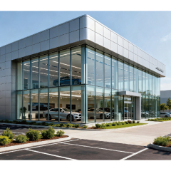 Lightweight prefabricated portal steel structure 4S showroom / exhibition hall building