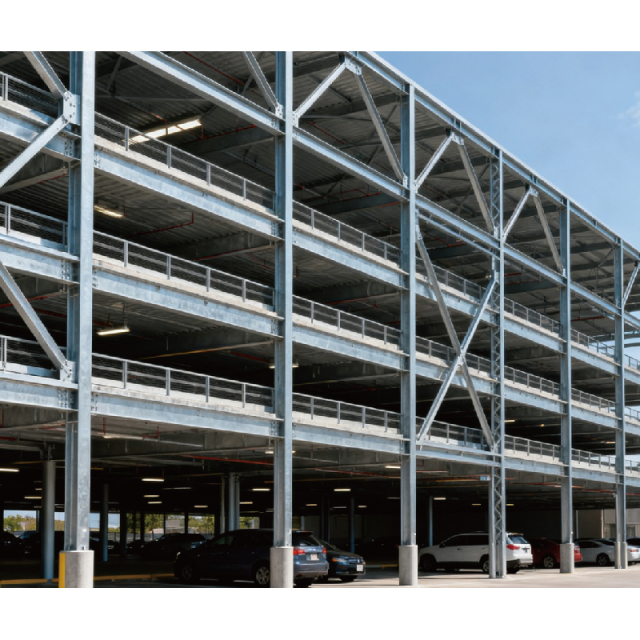 Modern three-dimensional mechanical parking building / Steel structure multi-story workshop / Steel Structure Parking Garage Shed