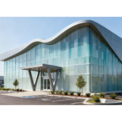 Prefabricated exhibition hall / Steel structure metal building 4S car exhibition hall