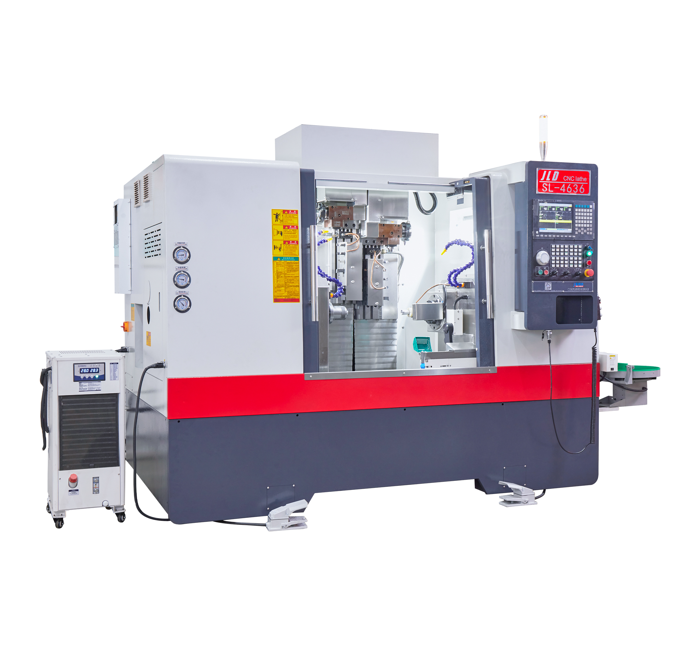 LDS-4636SL-CFS-22TB Dual Electric Spindles Dual Vertical Linear Tool Square Turning CNC Lathe