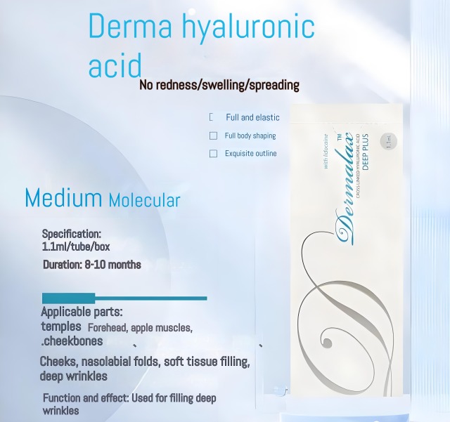 Dermalax Implant Plus/Deep Plus/Plus with Lidocaine 1.1ml - Cross-Linked HA Dermal Fillers for Full Face Volume, Contouring and Wrinkle Reduction