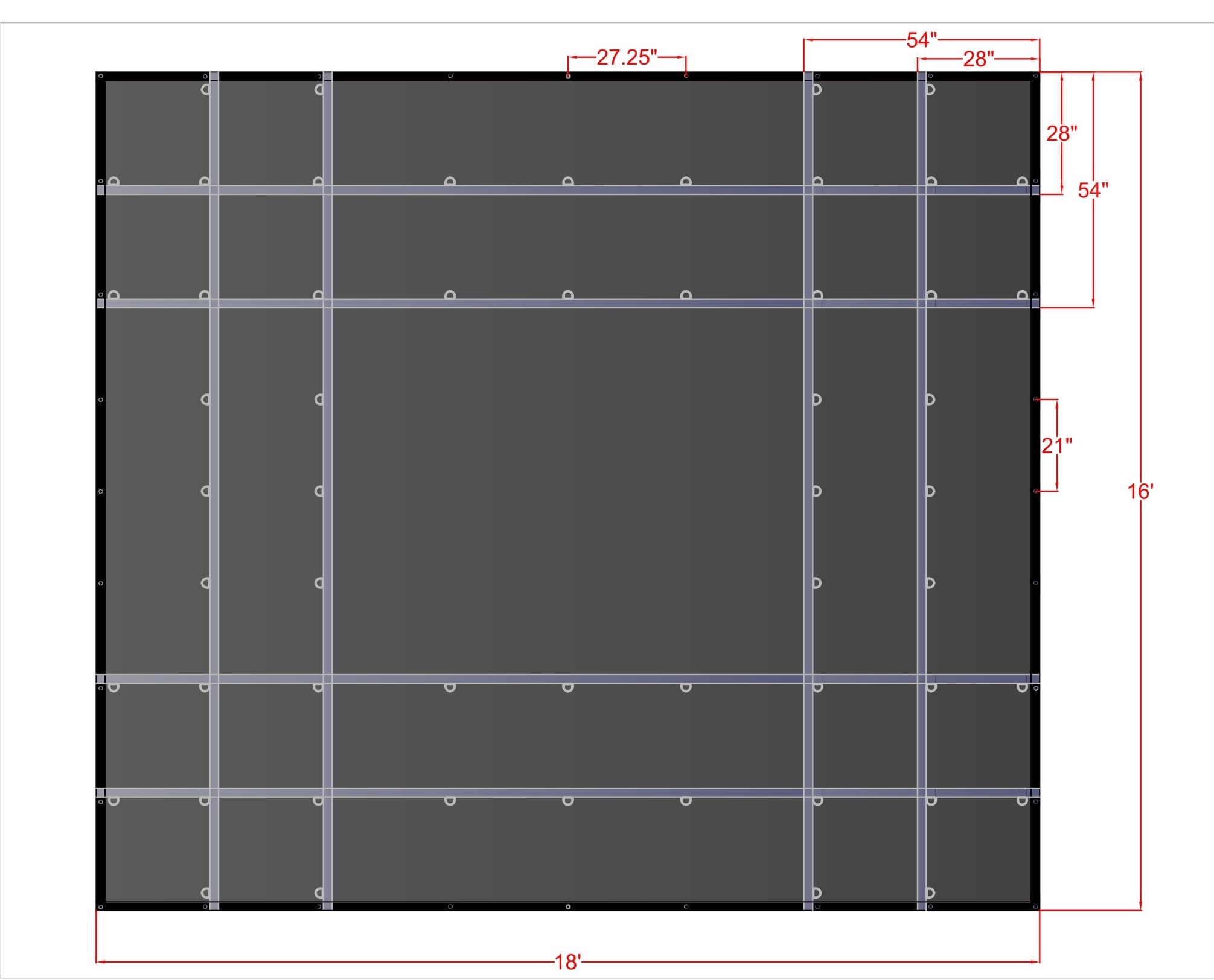 Steel Tarp with 2 D-ring Rows on All Sides – 16oz