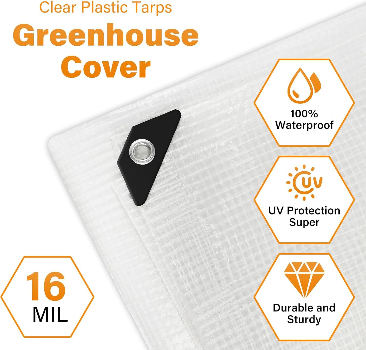 16 Mil Greenhouse Cover,Clear Plastic Tarps