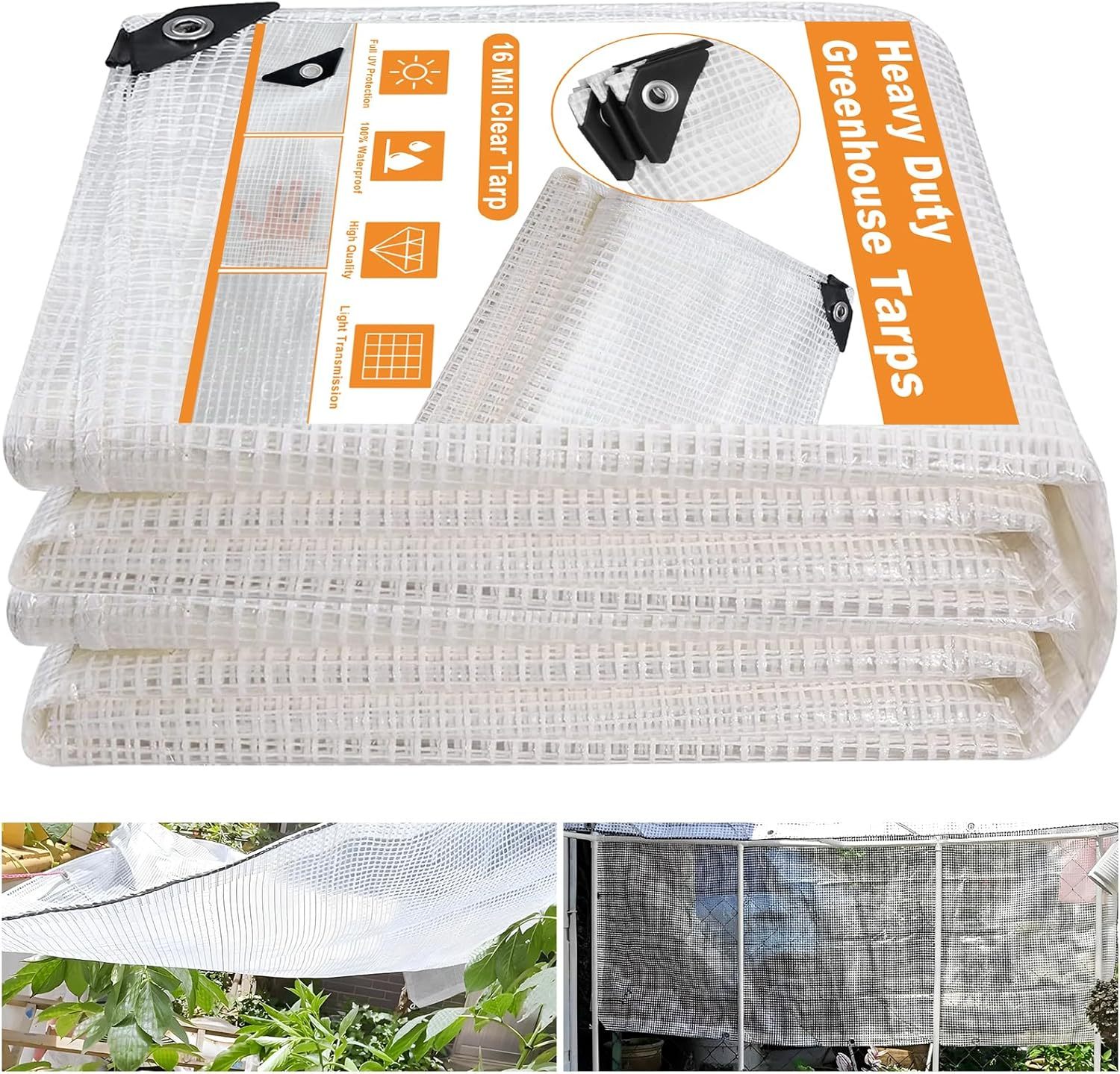 16 Mil Greenhouse Cover,Clear Plastic Tarps