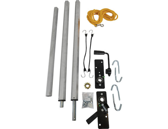 Heavy-Duty PVC Dump Tarp Kit with Manual Crank & Pull Rope