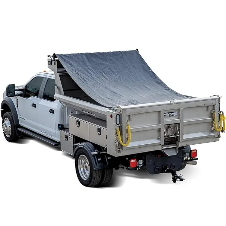 Heavy-Duty PVC Dump Tarp Kit with Manual Crank & Pull Rope