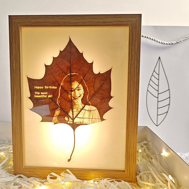 Sycamore leaf carving leaves engraving photo high-end customized gifts for couples friends send girlfriends gift Tanabata birthday
