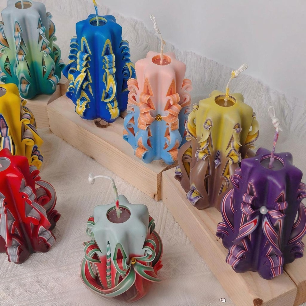 Artisan Hand-Carved Candles – Unique Sculptural Centerpiece for Festive Gifting