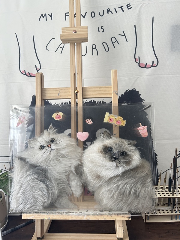 Customized pet peripheral hand-painted pet cats, dogs, parrots, multi-layered three-dimensional paintings, and layered paintings. Pets can be used as souvenirs and given as gifts