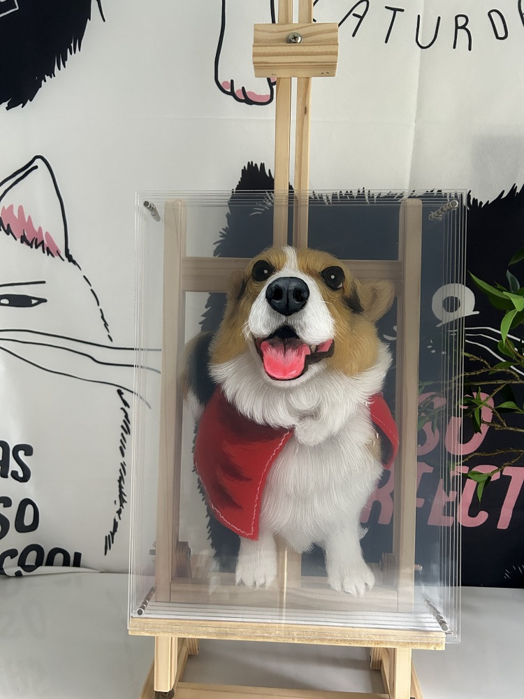 Customized pet peripheral hand-painted pet cats, dogs, parrots, multi-layered three-dimensional paintings, and layered paintings. Pets can be used as souvenirs and given as gifts