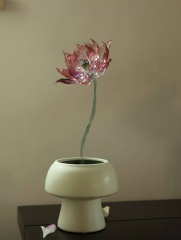 Sacred Lotus Alchemy Glass Sculpture - Handblown Artisan Meditation Altar Piece, Chakra Cleansing Centerpiece