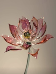 Sacred Lotus Alchemy Glass Sculpture - Handblown Artisan Meditation Altar Piece, Chakra Cleansing Centerpiece