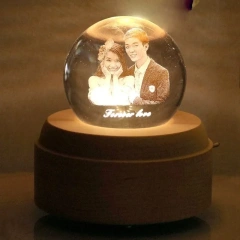 Customized crystal ball rotating wooden music box, music box, girl best friend, children, girl birthday gift, high-end