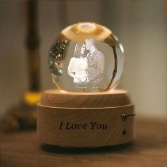 Customized crystal ball rotating wooden music box, music box, girl best friend, children, girl birthday gift, high-end