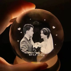 Customized crystal ball rotating wooden music box, music box, girl best friend, children, girl birthday gift, high-end