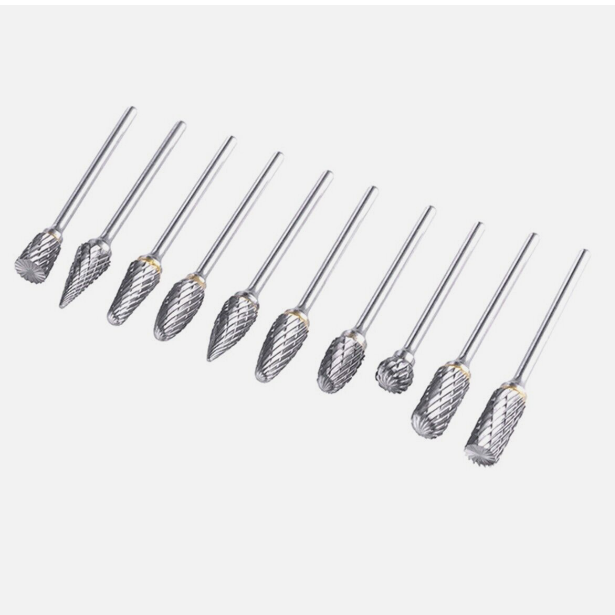 Rotary Burrs Tungsten Carbide Metal Steel Burr Drill Bits for Dremel Tool 10PCS-set 125sets-carton