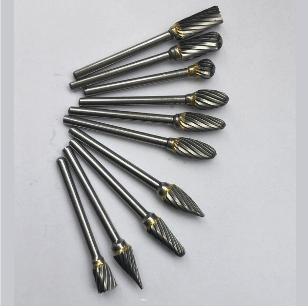 Rotary Burrs Tungsten Carbide Metal Steel Burr Drill Bits for Dremel Tool 10PCS-set 125sets-carton