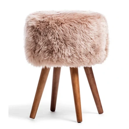 Sheepskin Stool with Wood Legs