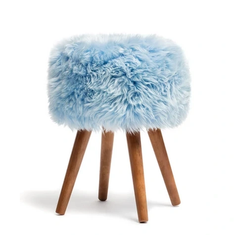 Sheepskin Stool with Wood Legs