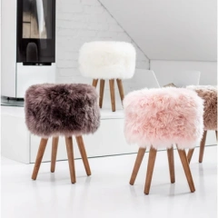 Sheepskin Stool with Wood Legs