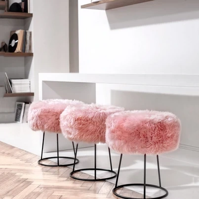 Sheepskin Stool - Metal Legs