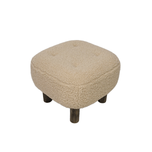 Shearling Sheepskin Stool with Wood Legs
